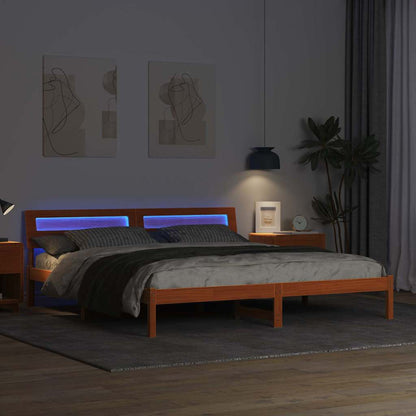 Bed Frame with Headboard Brown 200 x 200 cm Solid Pine Wood