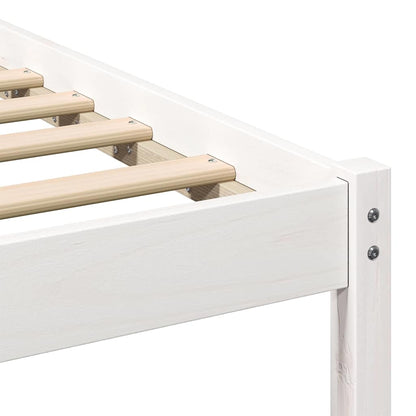 Bed Frame with Headboard White 200 x 200 cm Solid Pine Wood
