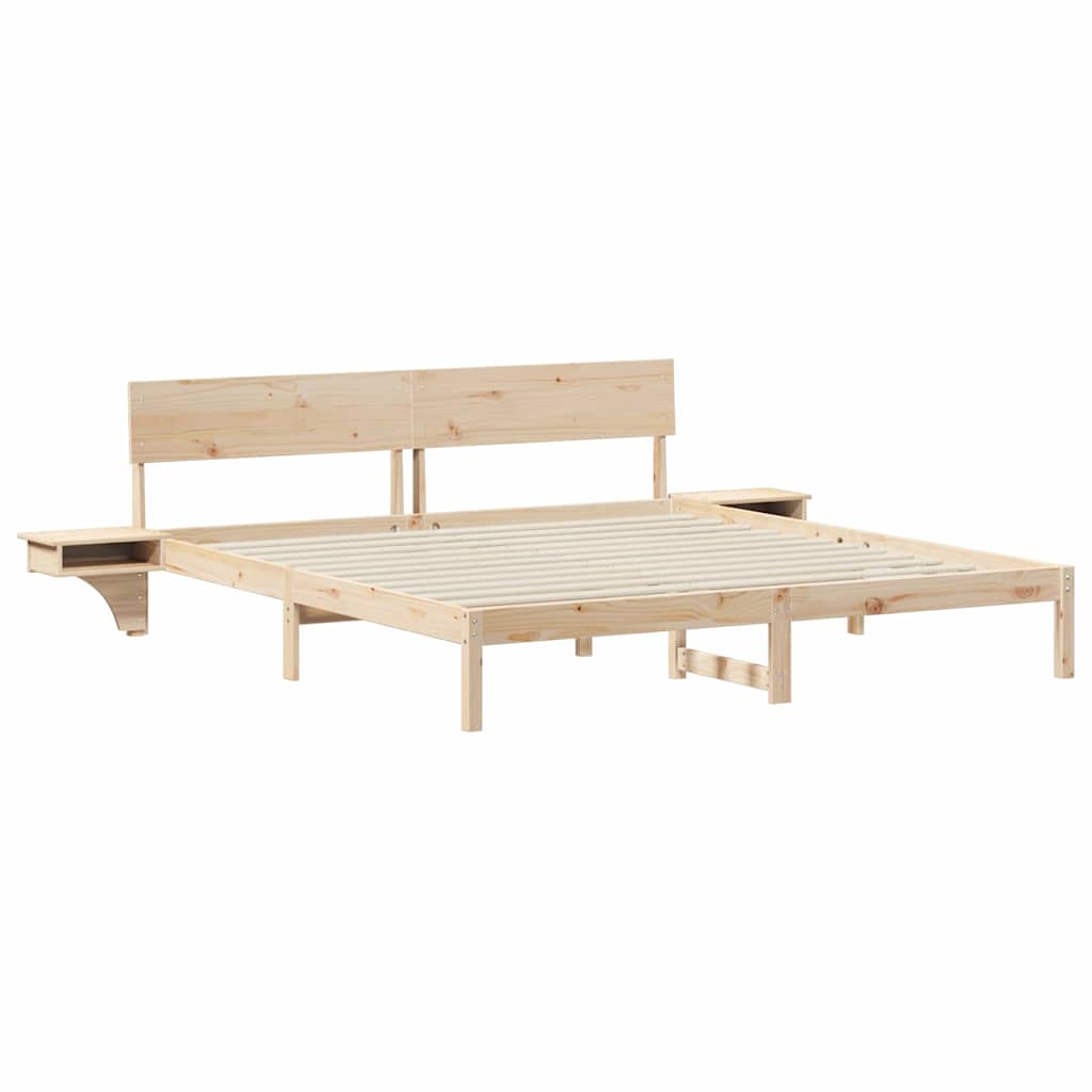 Bed Frame with Headboard Brown 200 x 200 cm Solid Pine Wood