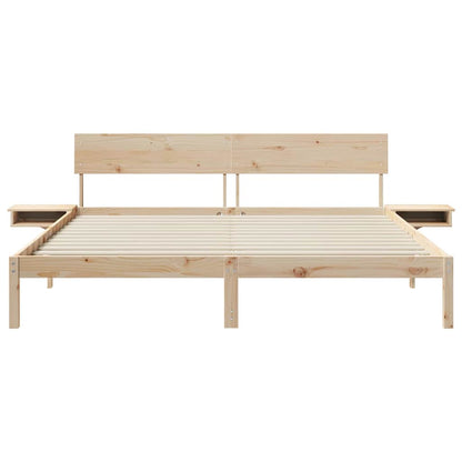 Bed Frame with Headboard Brown 200 x 200 cm Solid Pine Wood