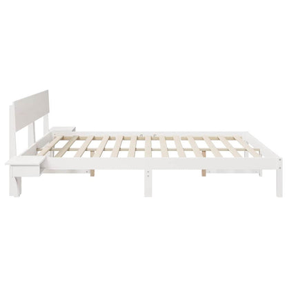 Bed Frame with Headboard White 200 x 200 cm Solid Pine Wood