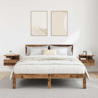 Floating Nightstand with Drawer 2 pcs Old Wood 40 x 31 x 28 cm