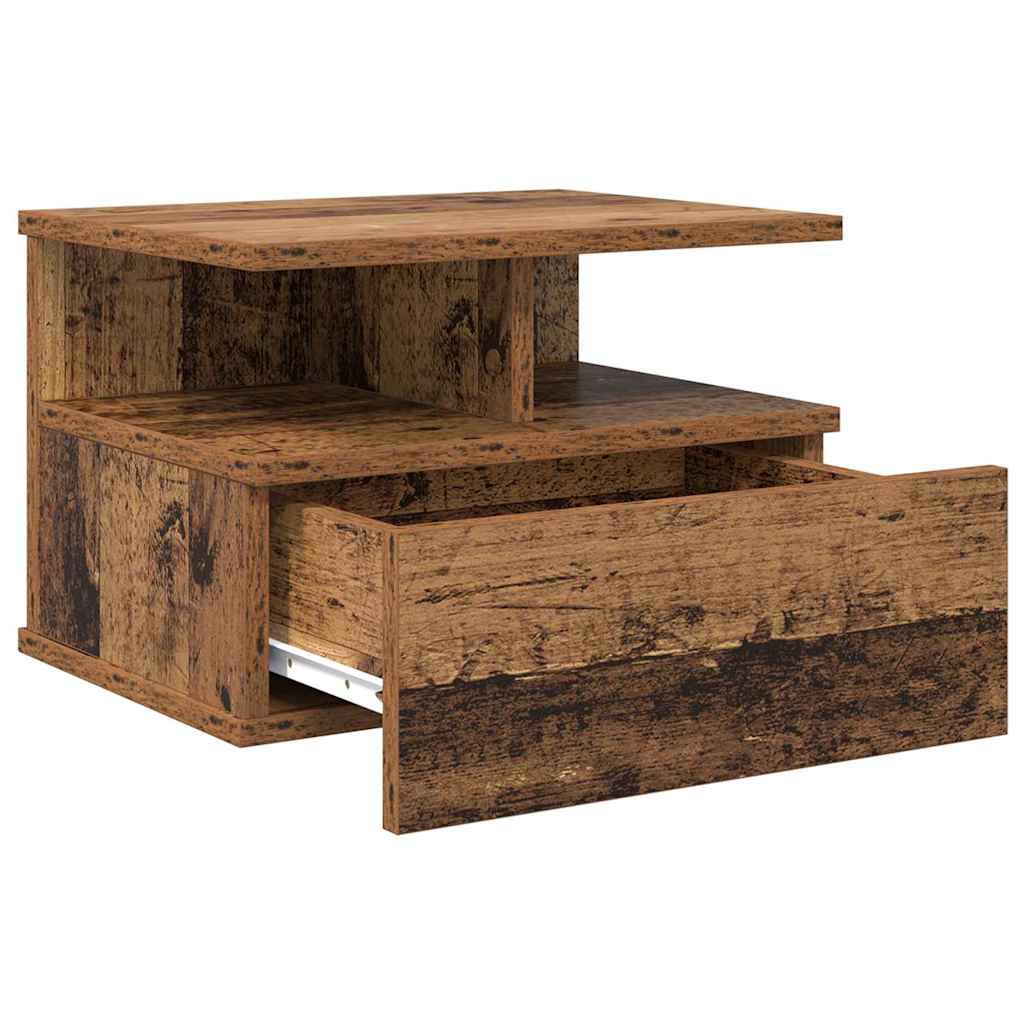 Floating Nightstand with Drawer 2 pcs Old Wood 40 x 31 x 28 cm