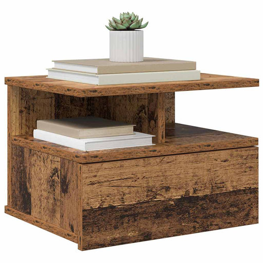 Floating Nightstand with Drawer 2 pcs Old Wood 40 x 31 x 28 cm