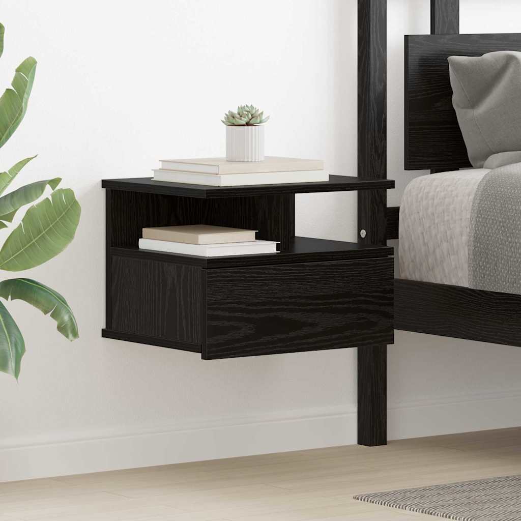 Floating Nightstand Black Oak 40 x 31 x 28 cm Engineered Wood