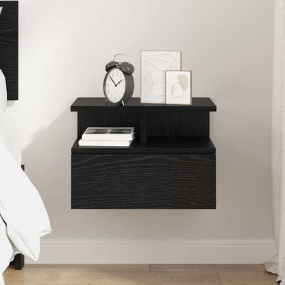 Floating Nightstand Black Oak 40 x 31 x 28 cm Engineered Wood