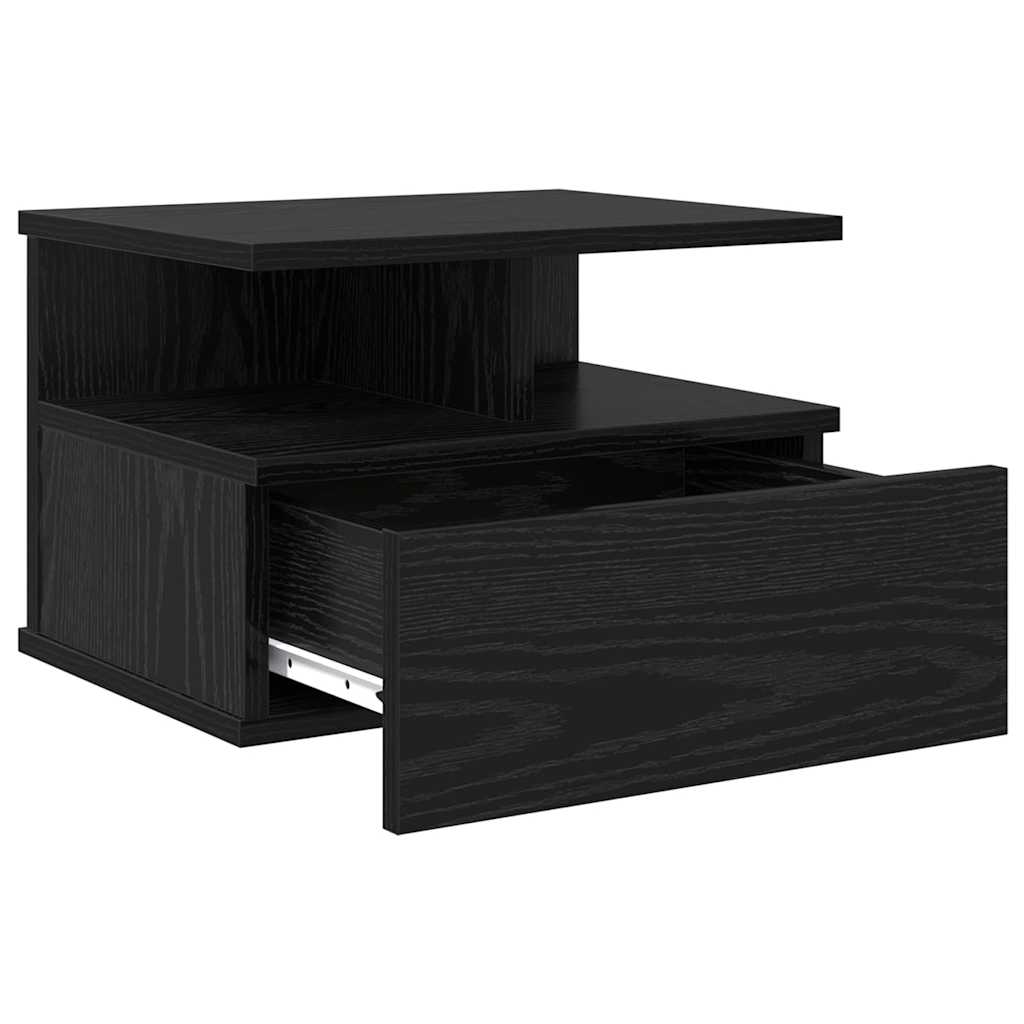 Floating Nightstand Black Oak 40 x 31 x 28 cm Engineered Wood
