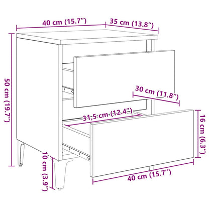 Bedside Cabinet 2 pcs Old wood 40 x 35 x 50 cm Engineered wood
