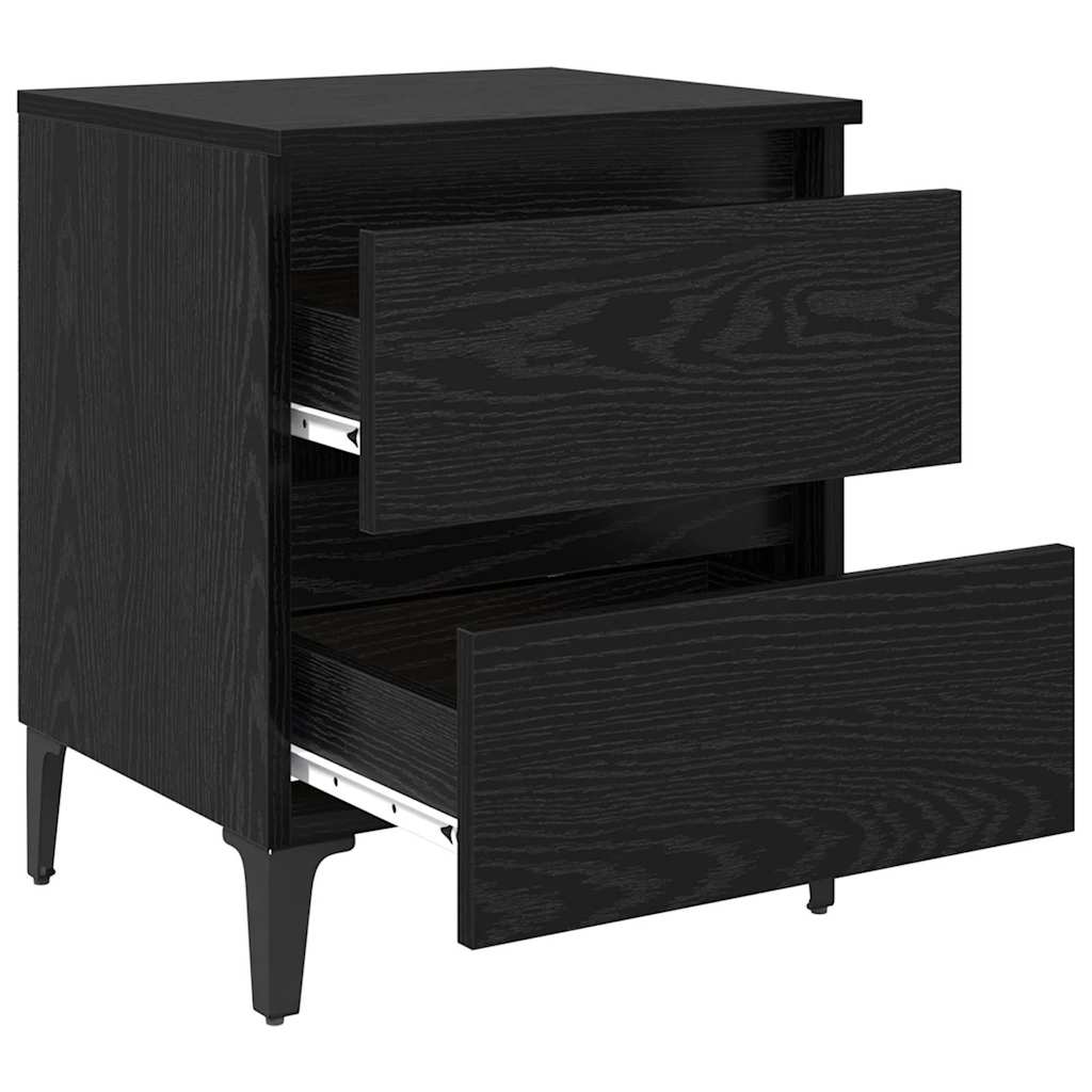 Bedside Cabinet 2 pcs Black Oak 40 x 35 x 50 cm Engineered Wood