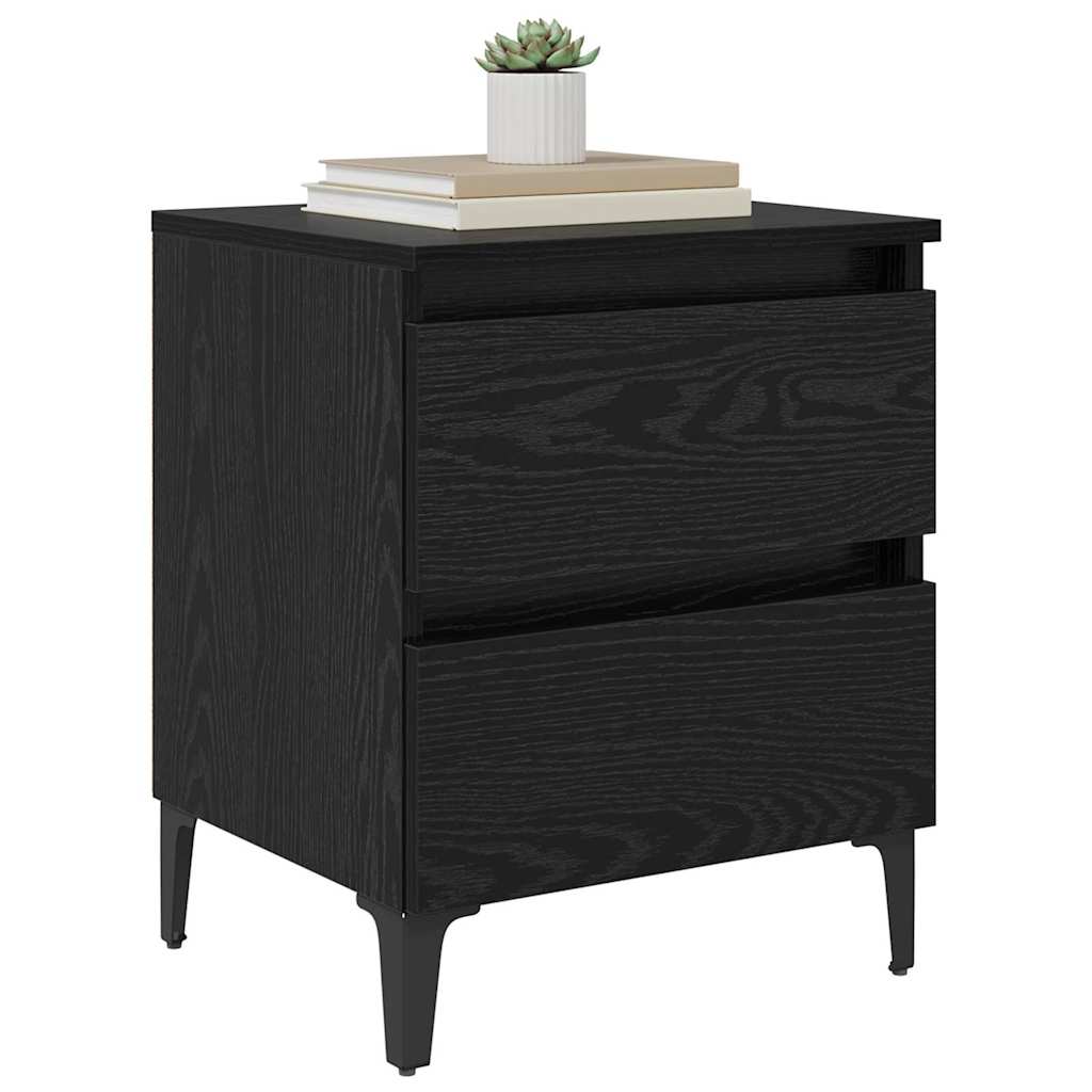 Bedside Cabinet 2 pcs Black Oak 40 x 35 x 50 cm Engineered Wood