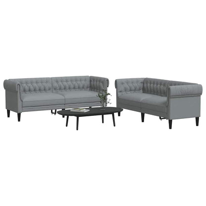 Living Room Couch 2 pcs Light Grey Fabric