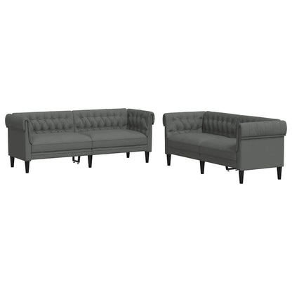 Living Room Couch 2 pcs Dark Grey Fabric