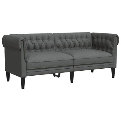 Living Room Couch 2 pcs Dark Grey Fabric