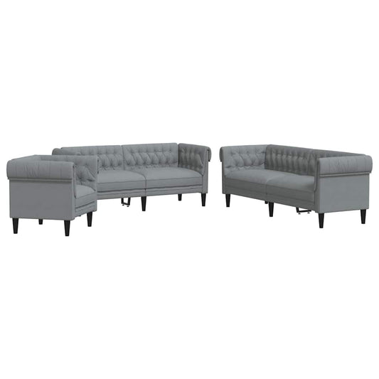 Living Room Couch 3 pcs Light Grey Fabric