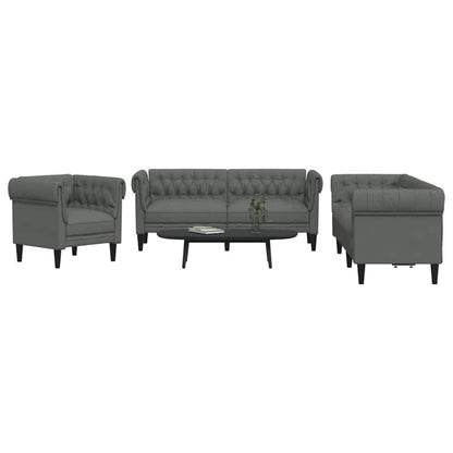 Living Room Couch 3 pcs Dark Grey Fabric