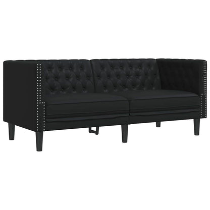 Living Room Couch 2 pcs Black 194 x 74.5 x 70.5 cm Faux Leather