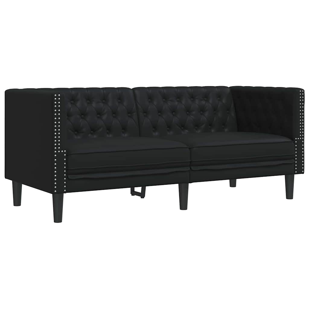 Living Room Couch 3 pcs Black Faux Leather