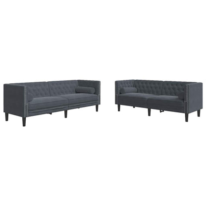 Living Room Couch 2 pcs Dark Grey 194 x 74.5 x 70.5 cm Velvet
