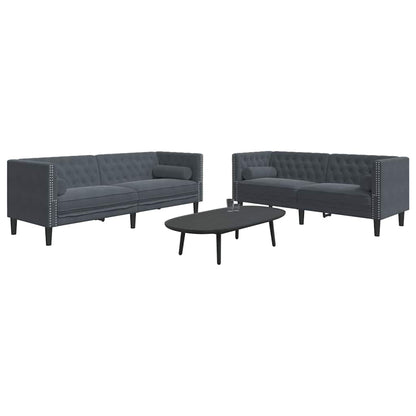 Living Room Couch 2 pcs Dark Grey 194 x 74.5 x 70.5 cm Velvet
