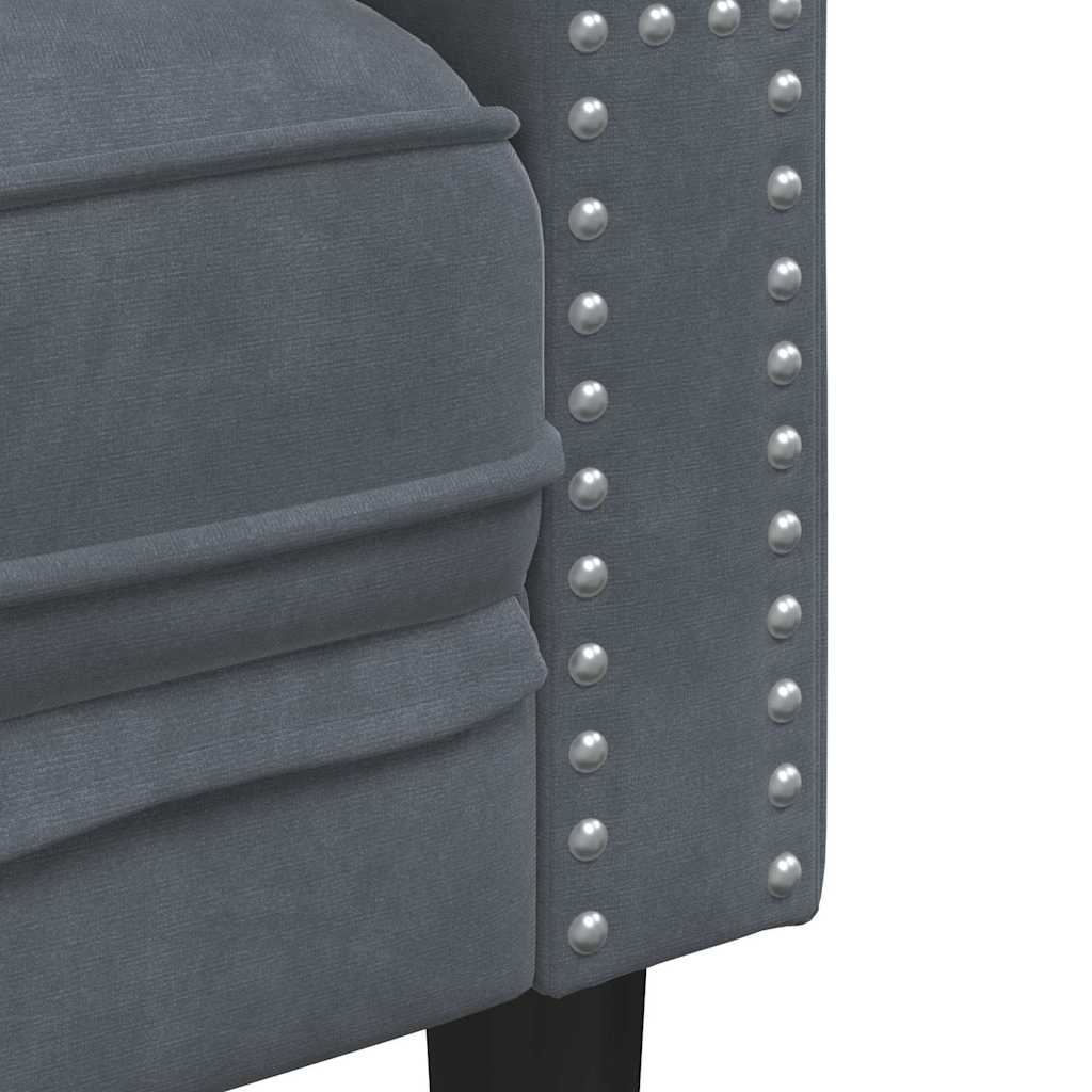 Living Room Couch 3 pcs Dark Grey 194 x 74.5 x 70.5 cm Velvet