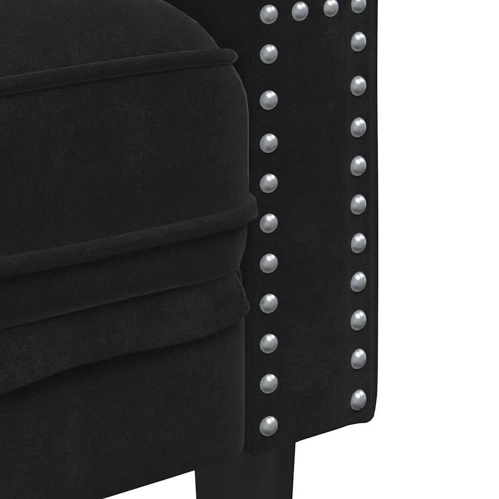 Living Room Couch 3 pcs Black 194 x 74.5 x 70.5 cm Velvet