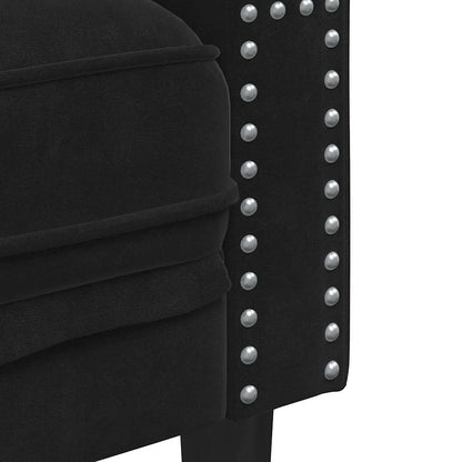Living Room Couch 3 pcs Black 194 x 74.5 x 70.5 cm Velvet