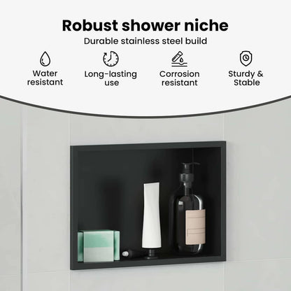 Shower Niche Black 30 x 20 x 9.5 cm Stainless Steel