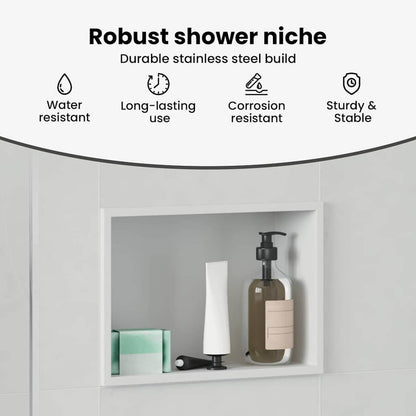 Shower Niche White 30 x 20 x 9.5 cm Stainless Steel