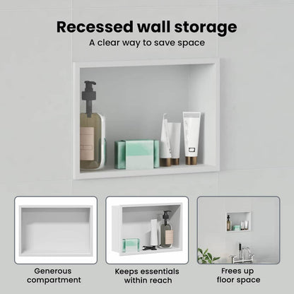 Shower Niche White 30 x 20 x 9.5 cm Stainless Steel