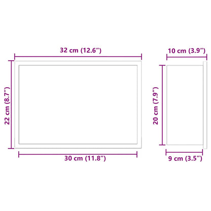 Shower Niche White 30 x 20 x 9.5 cm Stainless Steel