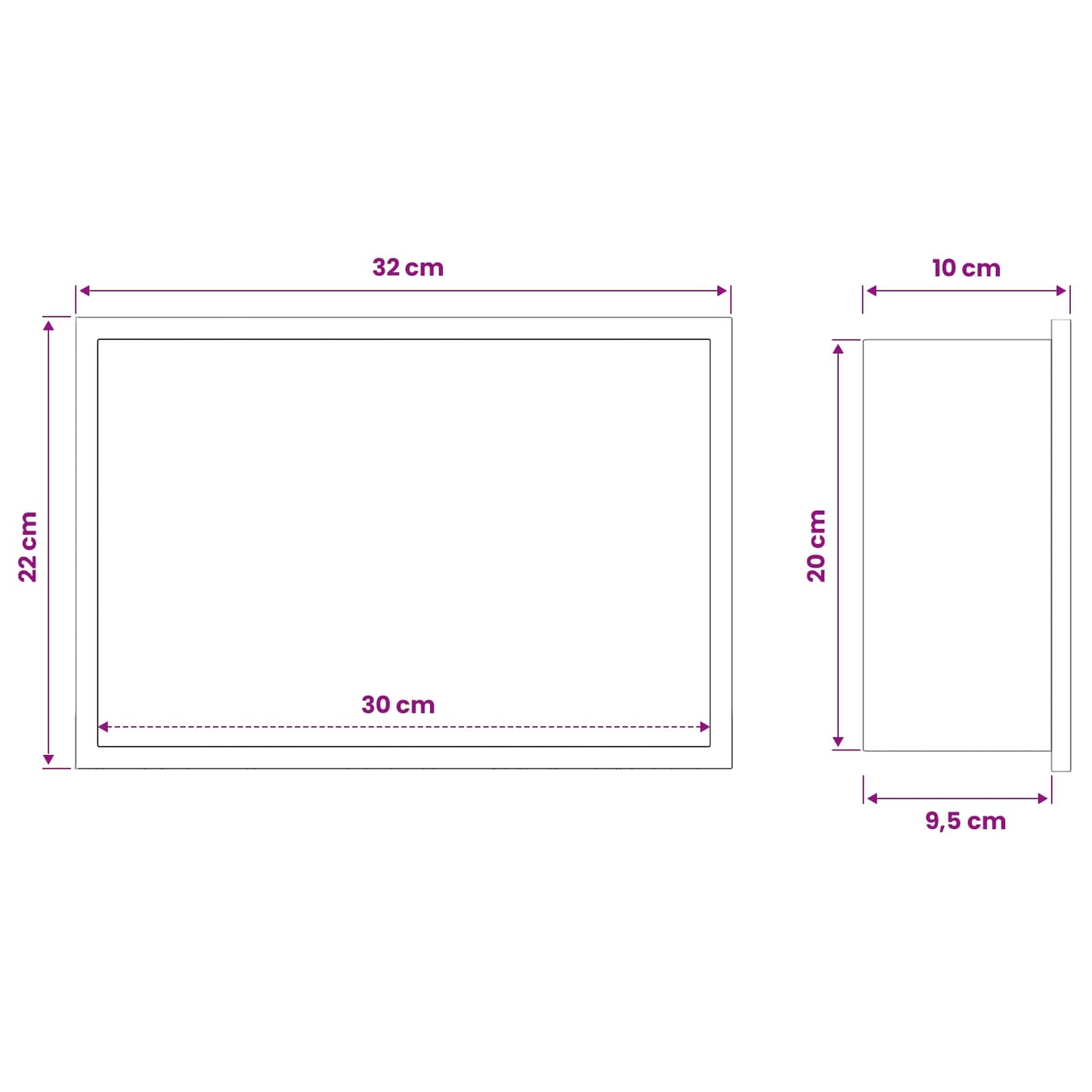 Shower Niche White 30 x 20 x 9.5 cm Stainless Steel
