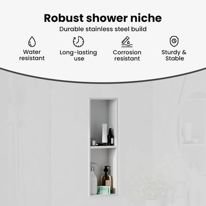 Shower Niche White 60 x 20 x 9.5 cm Stainless Steel