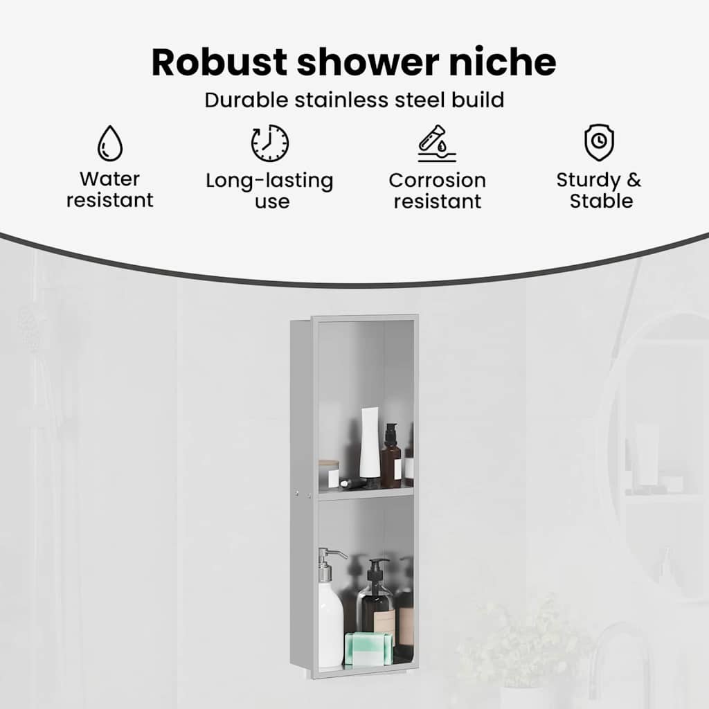 Shower Niche Silver 60 x 20 x 9.5 cm Stainless Steel