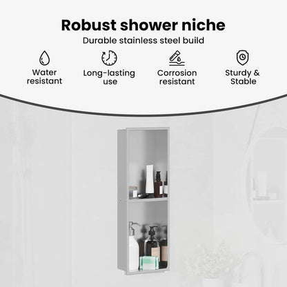 Shower Niche Silver 60 x 20 x 9.5 cm Stainless Steel