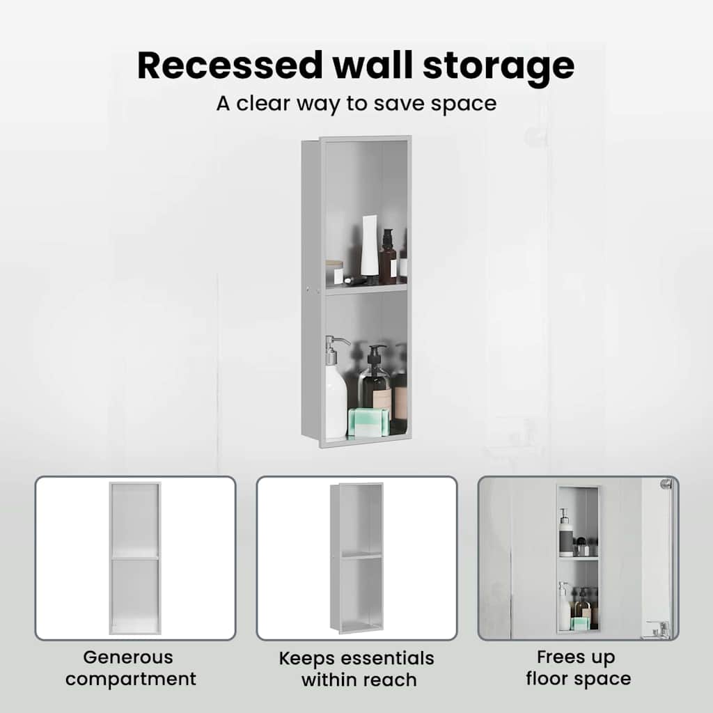 Shower Niche Silver 60 x 20 x 9.5 cm Stainless Steel