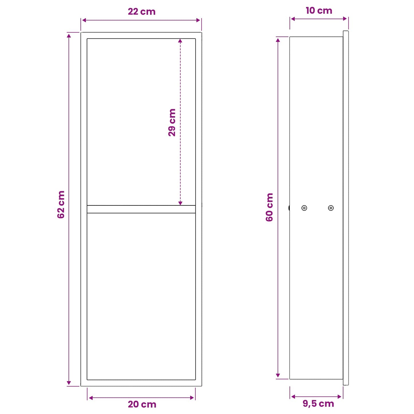 Shower Niche Silver 60 x 20 x 9.5 cm Stainless Steel