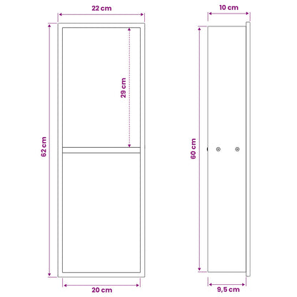 Shower Niche Silver 60 x 20 x 9.5 cm Stainless Steel