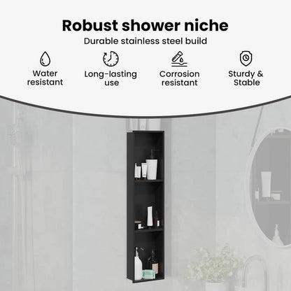 Shower Niche Black 90 x 20 x 9.5 cm Stainless Steel