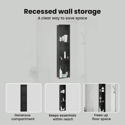 Shower Niche Black 90 x 20 x 9.5 cm Stainless Steel
