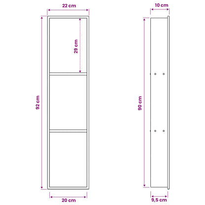 Shower Niche Black 90 x 20 x 9.5 cm Stainless Steel