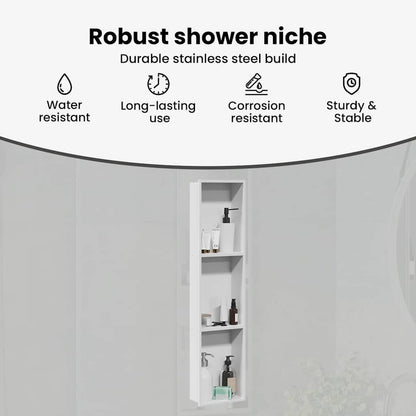 Shower Niche White 90 x 20 x 9.5 cm Stainless Steel