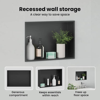 Shower Niche Black 45 x 30 x 9.5 cm Stainless Steel