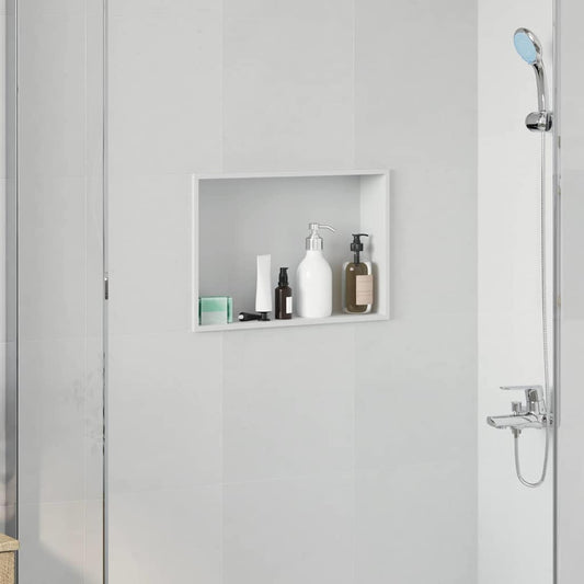 Shower Niche White 45 x 30 x 9.5 cm Stainless Steel