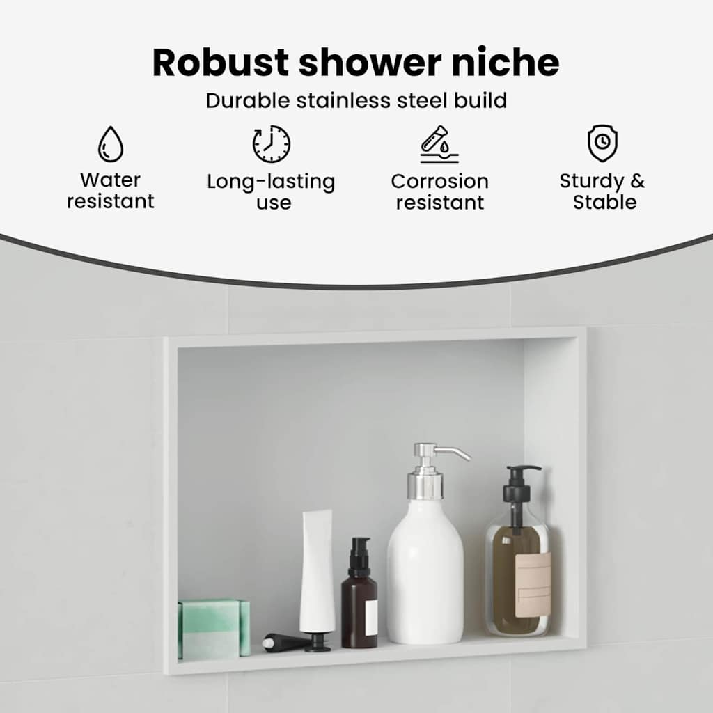 Shower Niche White 45 x 30 x 9.5 cm Stainless Steel