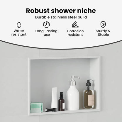 Shower Niche White 45 x 30 x 9.5 cm Stainless Steel