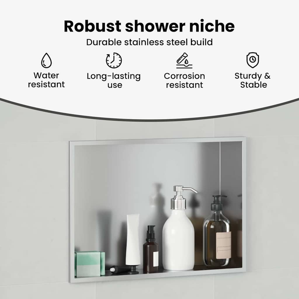 Shower Niche Silver 45 x 30 x 9.5 cm Stainless Steel