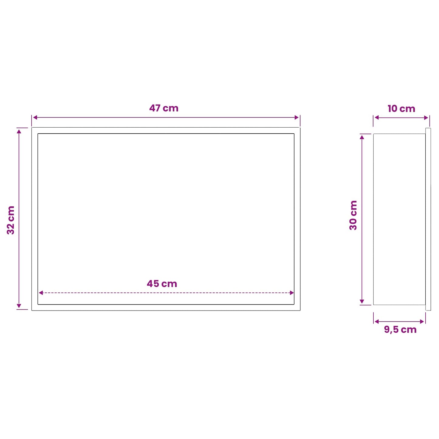 Shower Niche Silver 45 x 30 x 9.5 cm Stainless Steel