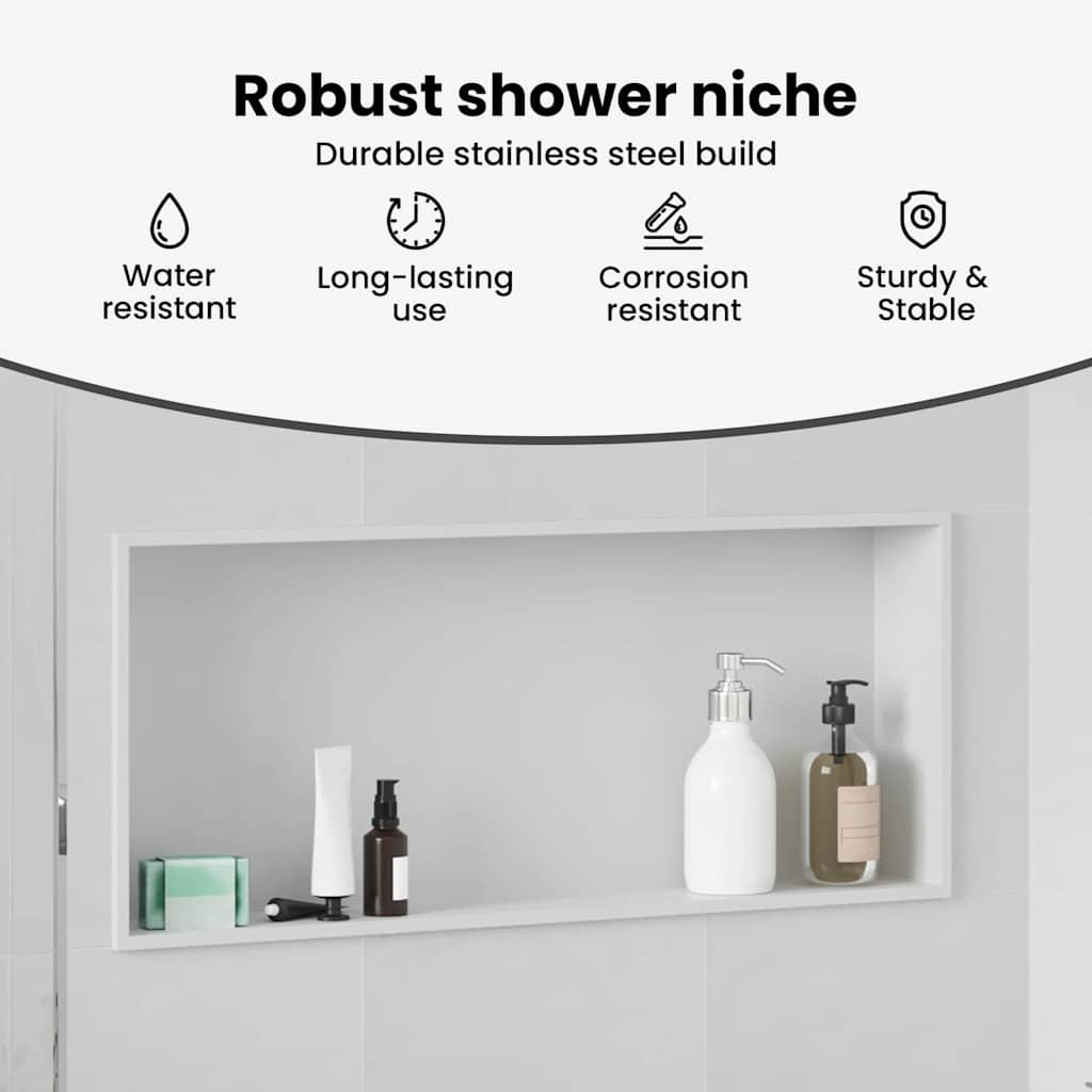 Shower Niche White 75 x 30 x 9.5 cm Stainless Steel