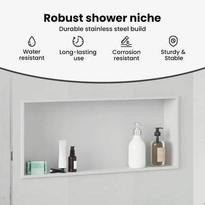 Shower Niche White 75 x 30 x 9.5 cm Stainless Steel