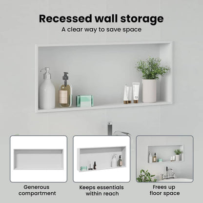 Shower Niche White 75 x 30 x 9.5 cm Stainless Steel